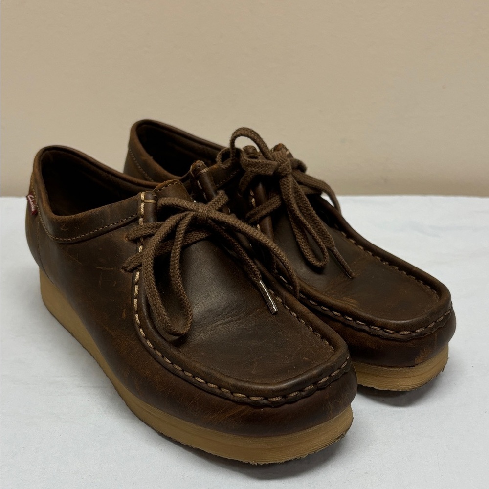 Clarks Collection Padmora Lace-Up Brown Leather Wallabee Women's Shoes SZ 6.5 M